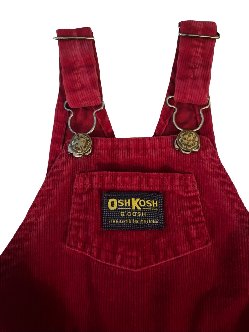 Vintage Vestbak Genuine Article OshKosh B'gosh Red Corduroy Kids Overalls - Picture 3 of 8